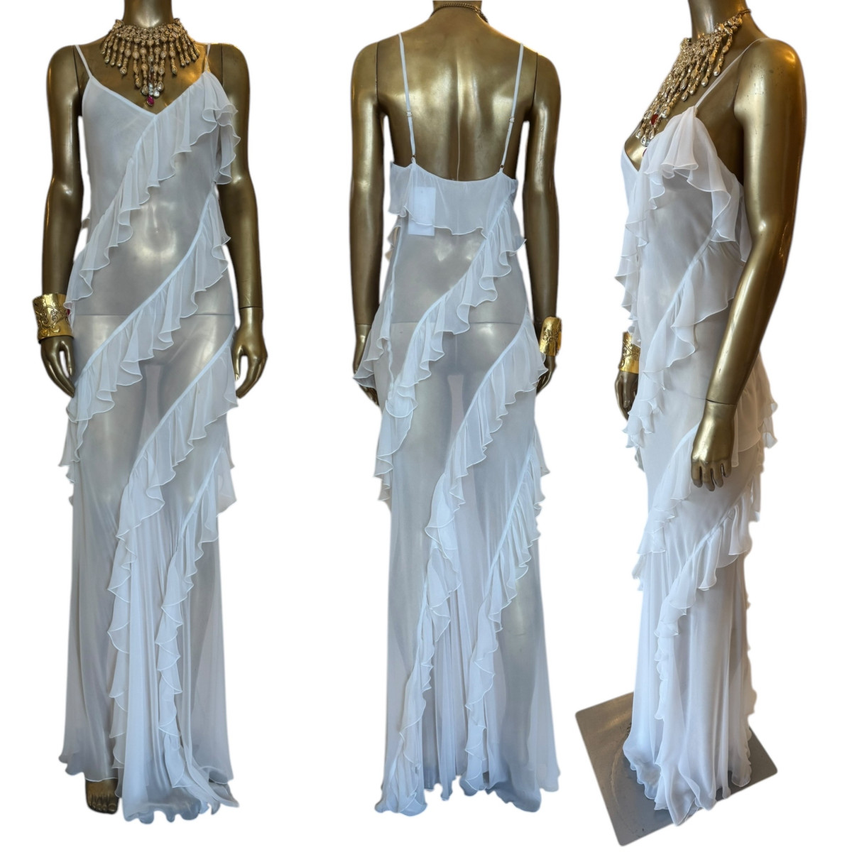 Vintage Anonymous beauty white ruffle back Dress