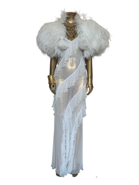 Vintage Anonymous beauty white ruffle back Dress