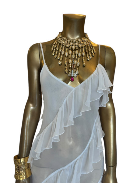 Vintage Anonymous beauty white ruffle back Dress