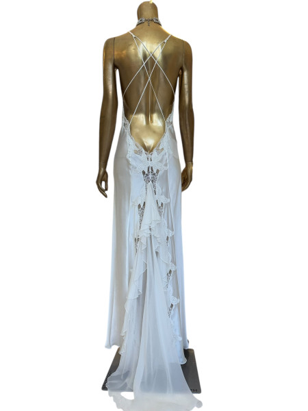 Vintage Anonymous beauty white ruffle back Dress