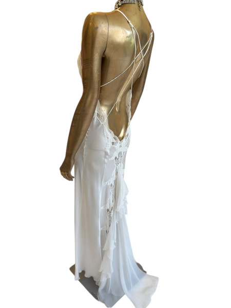 Vintage Anonymous beauty white ruffle back Dress