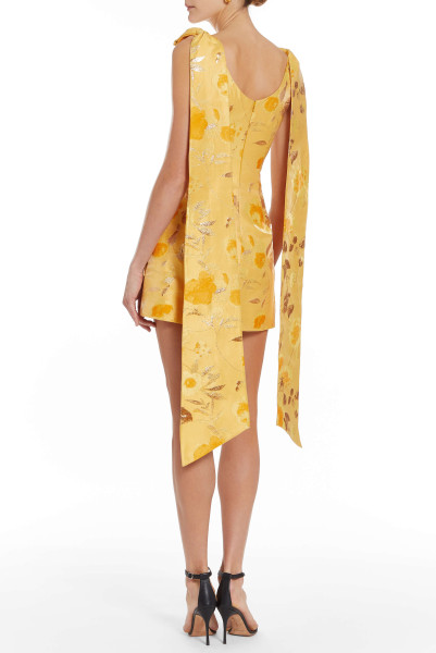 Markarian NY Gita Gold Floral Brocade Mini Dress