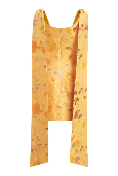 Markarian NY Gita Gold Floral Brocade Mini Dress