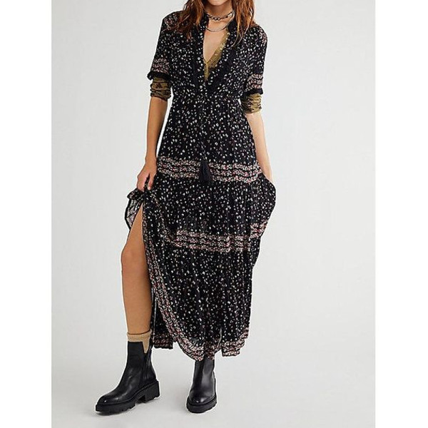 Free People Floral Printed Ruffle Front Dress