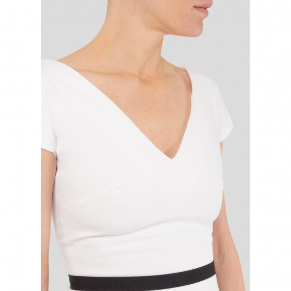 Victoria Beckham V-Neck Contrast Fitted Dress