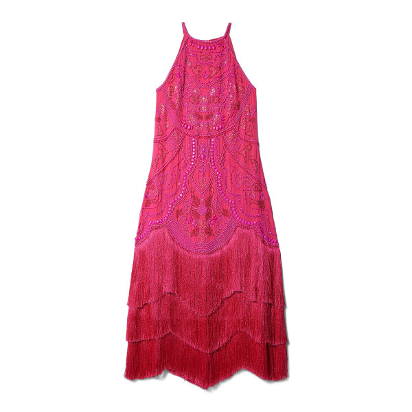 Karen Millen Fringed Beaded Woven Midi Dress