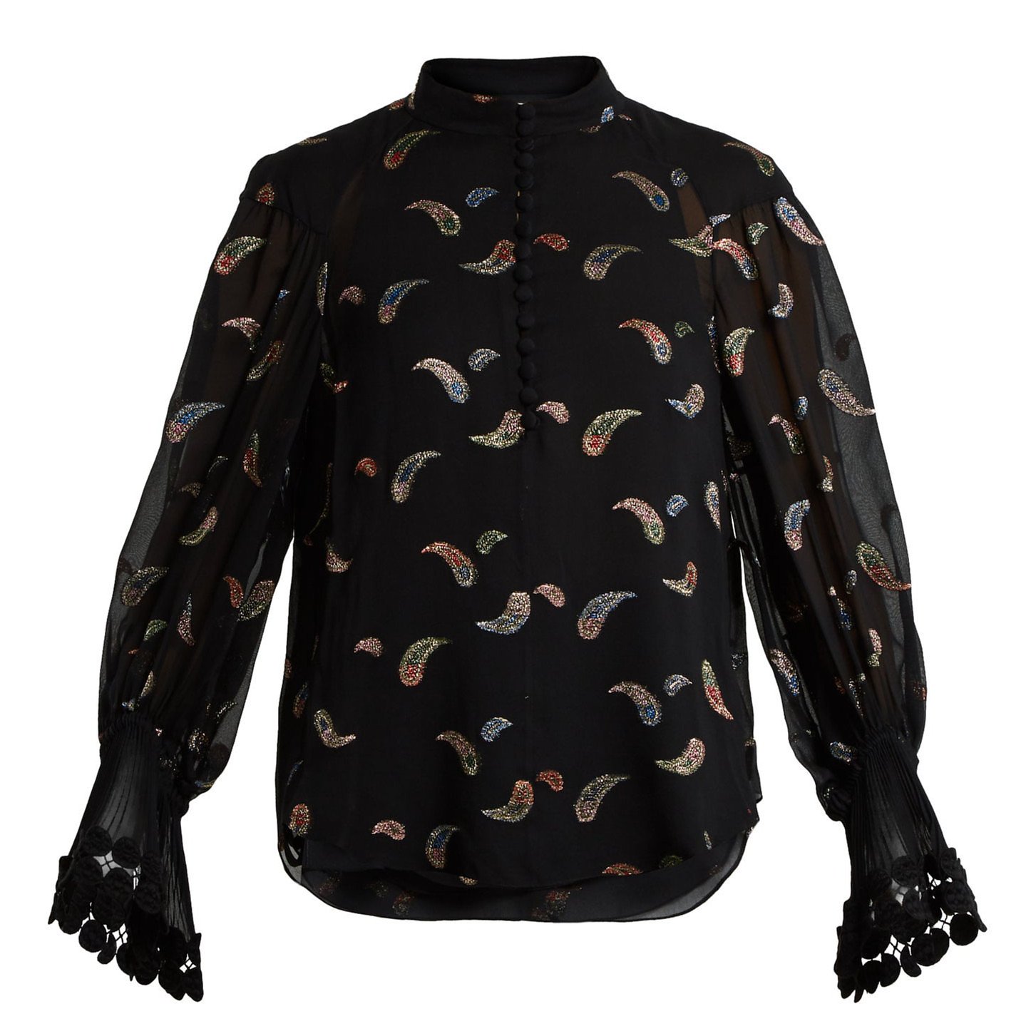 Chloé Embroidered Silk-Blend Blouse