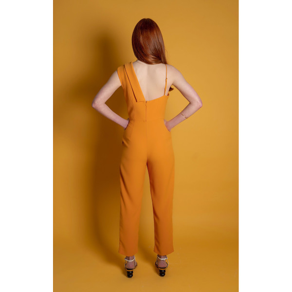 FEMPONIQ Peak Lapel Crepe Jumpsuit