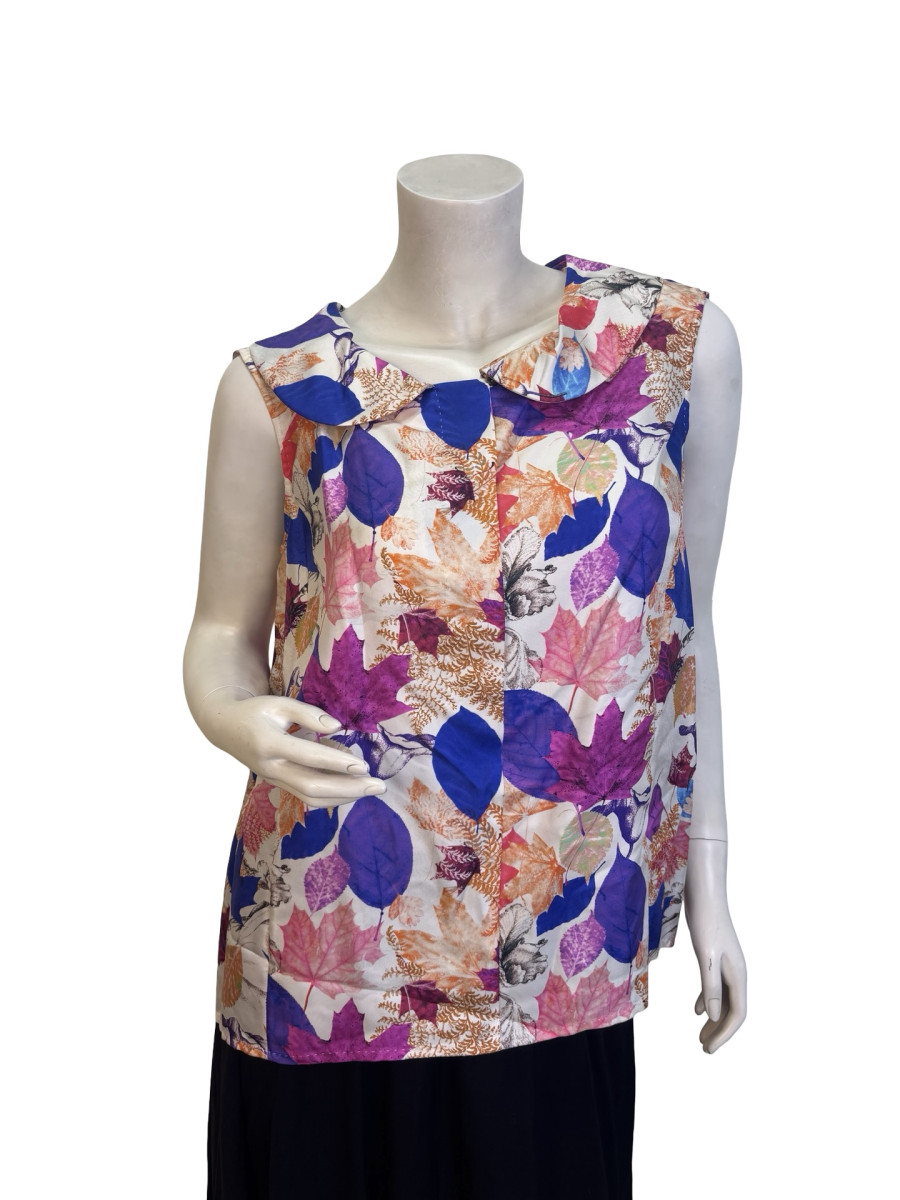 Louis Vuitton Multicolor Leaf Print Silk Blouse