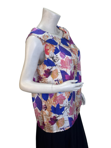 Louis Vuitton Multicolor Leaf Print Silk Blouse