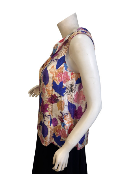 Louis Vuitton Multicolor Leaf Print Silk Blouse