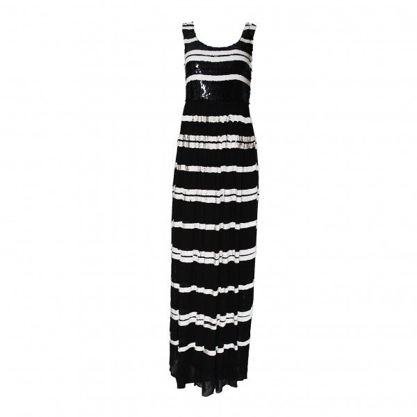 Black and white outlet striped sequin dress