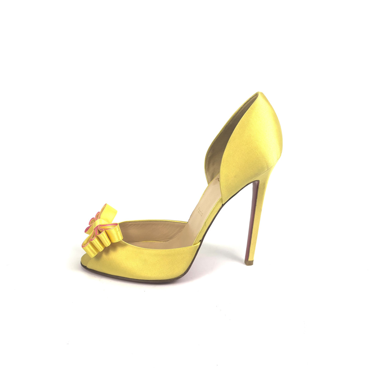 Christian Louboutin Yellow Satin Bow Heels