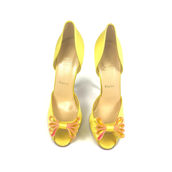 Christian Louboutin Yellow Satin Bow Heels