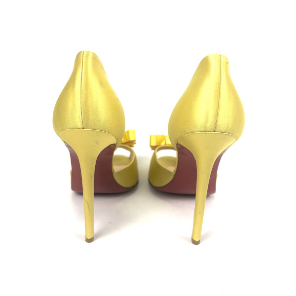 Christian Louboutin Yellow Satin Bow Heels