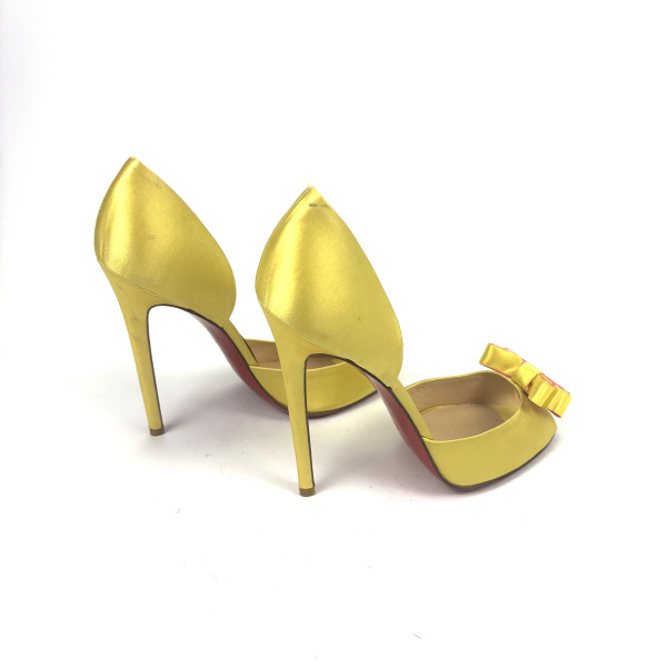 Christian Louboutin Yellow Satin Bow Heels