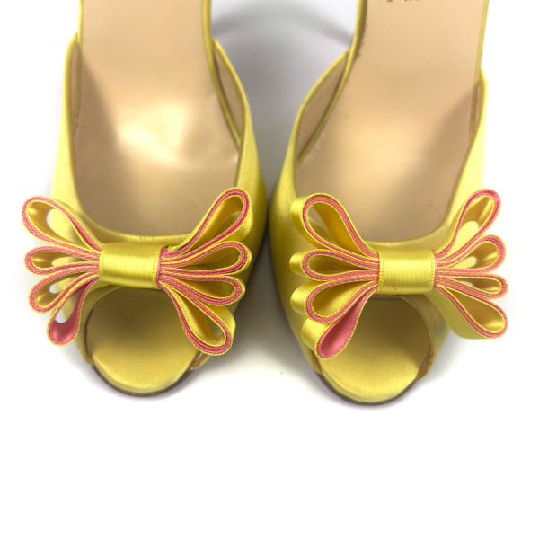 Christian Louboutin Yellow Satin Bow Heels
