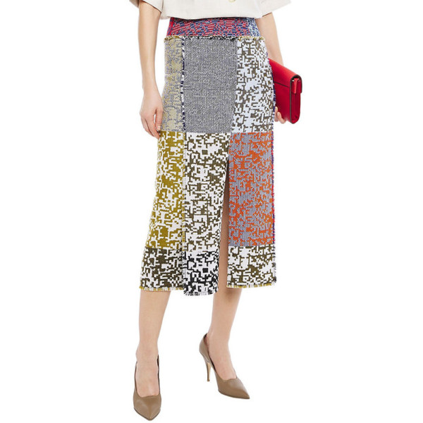 Roland Mouret Booth Patchwork-Effect Midi Skirt