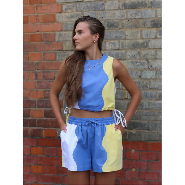 Fanfare Label Agnese Colour Block Swirl Shorts