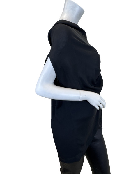 Lanvin Black Ruched Sleeveless Blouse