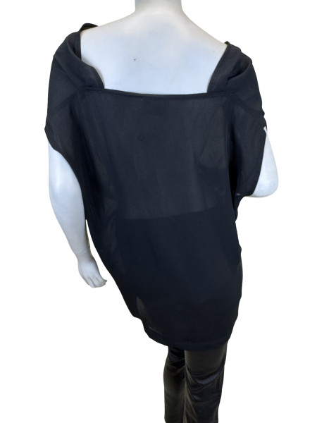 Lanvin Black Ruched Sleeveless Blouse
