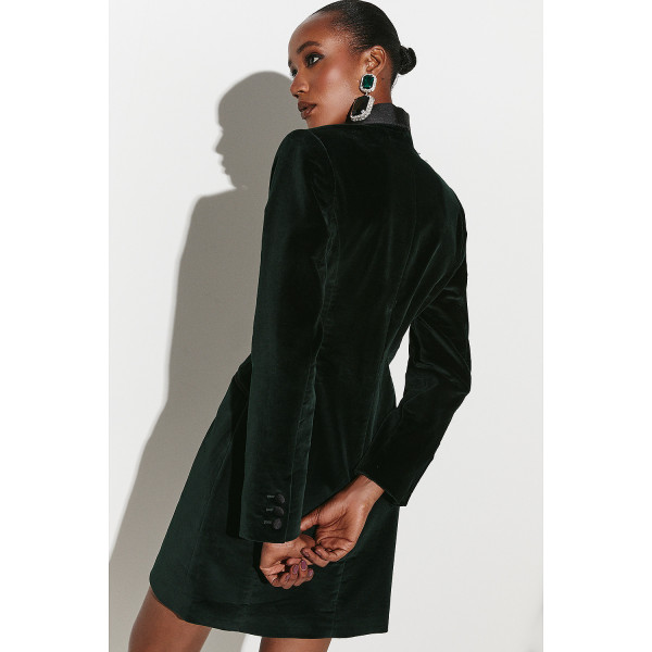 Karen Millen Velvet Feather Detail Blazer Mini Dress