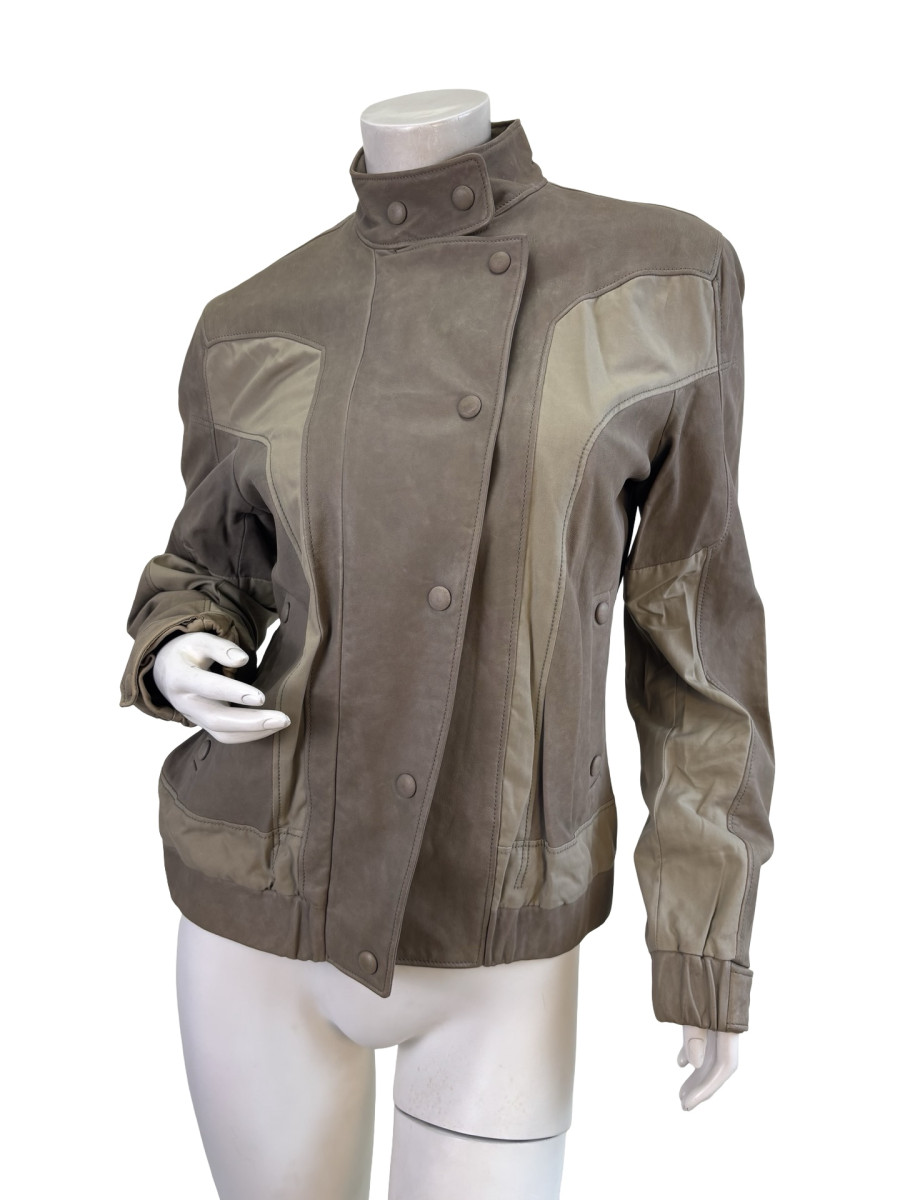 Bottega Veneta Bottega Veneta Taupe Leather Moto Jacket