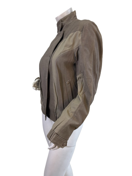 Bottega Veneta Bottega Veneta Taupe Leather Moto Jacket