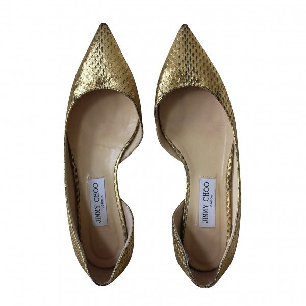 Jimmy Choo Metallic Snake-Embossed Flats