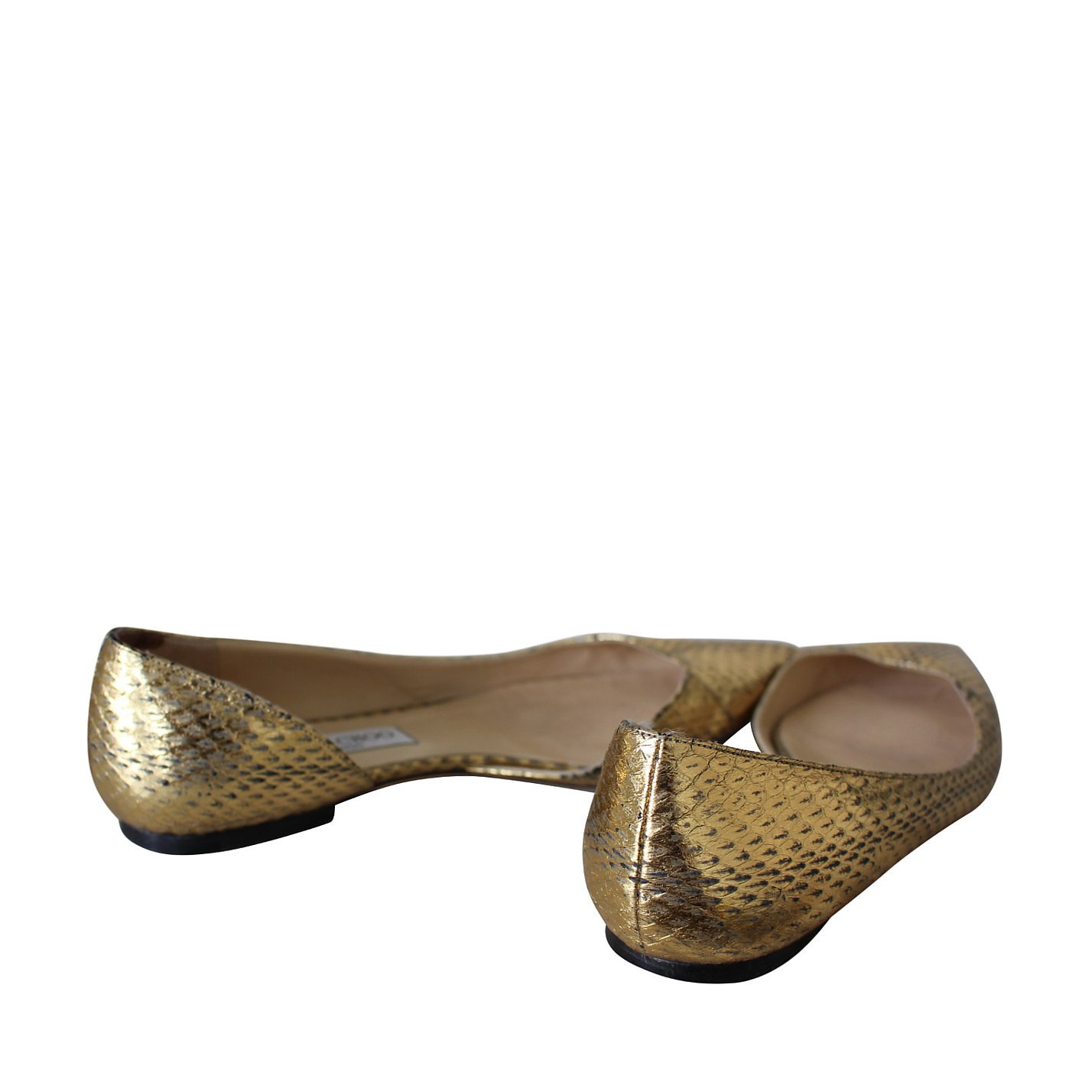 Jimmy Choo Metallic Snake-Embossed Flats