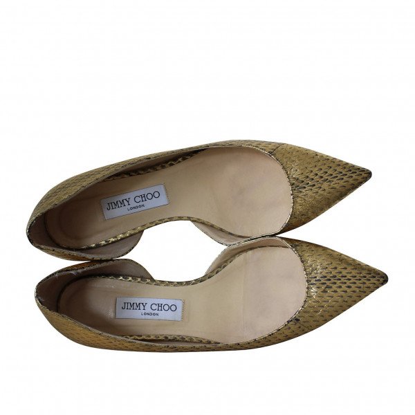 Jimmy Choo Metallic Snake-Embossed Flats