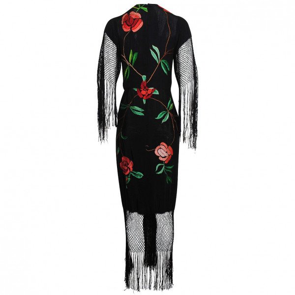 One Vintage Rose-Embroidered Fringe Gown