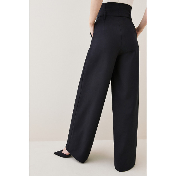 Karen Millen Compact Stretch High Waist Wide Leg Trousers