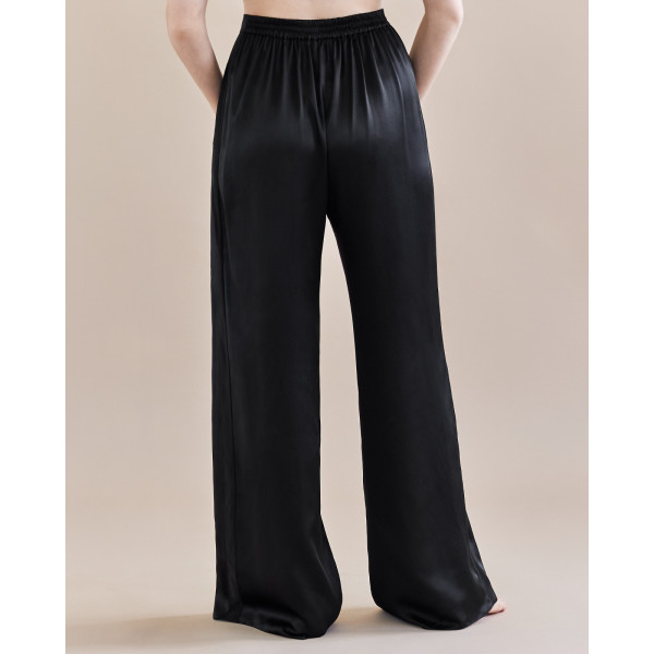 Issoir The Gia Tuxedo Stripe Silk Trouser - Black