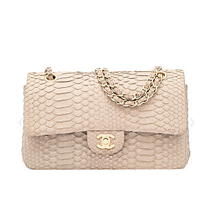 Rent Buy CHANEL Python Double Flap Bag Gold Hardware