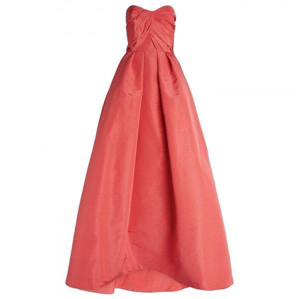 Monique Lhuillier Strapless Silk Gown