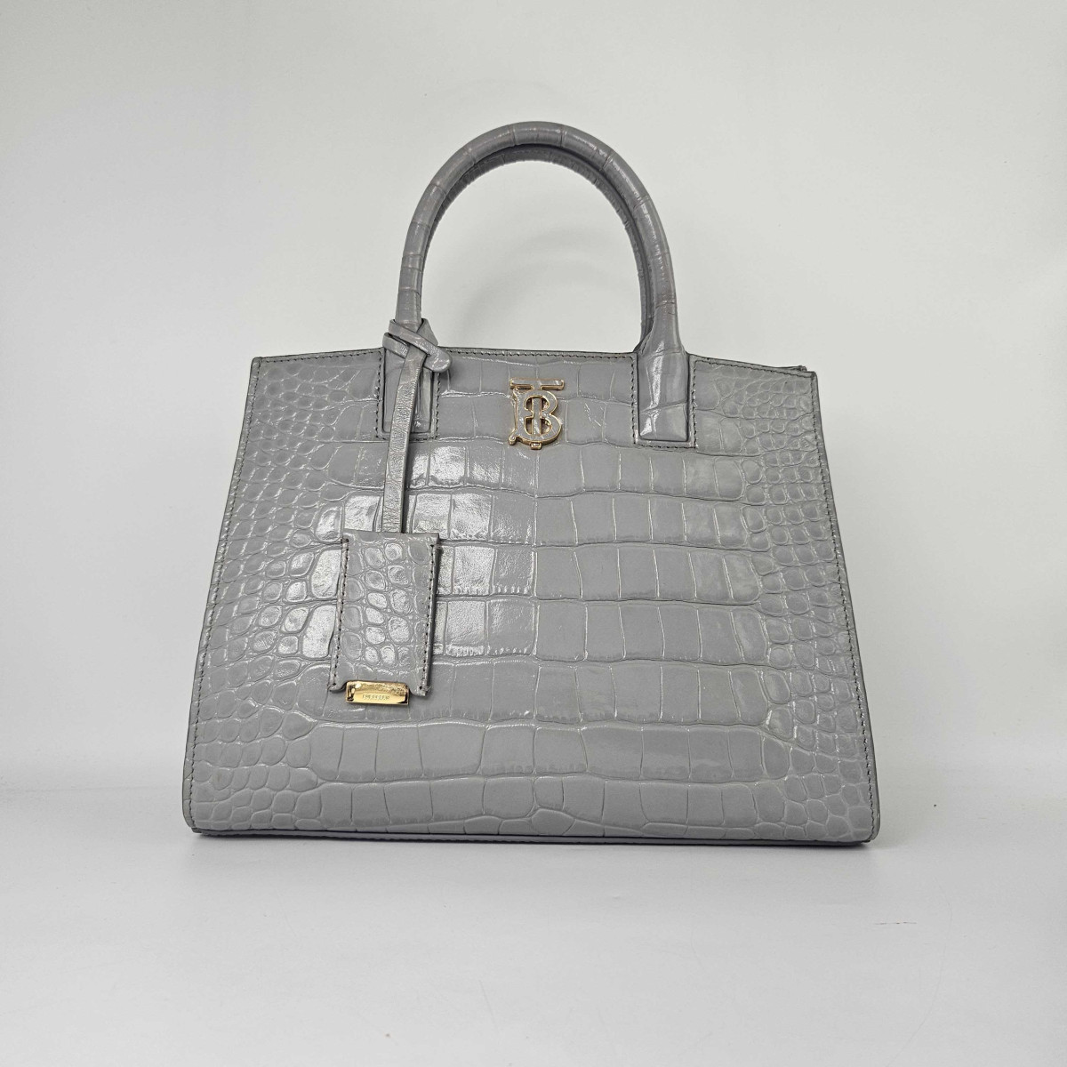 Burberry Mini Frances Bag in Cloud Grey Embossed Leather