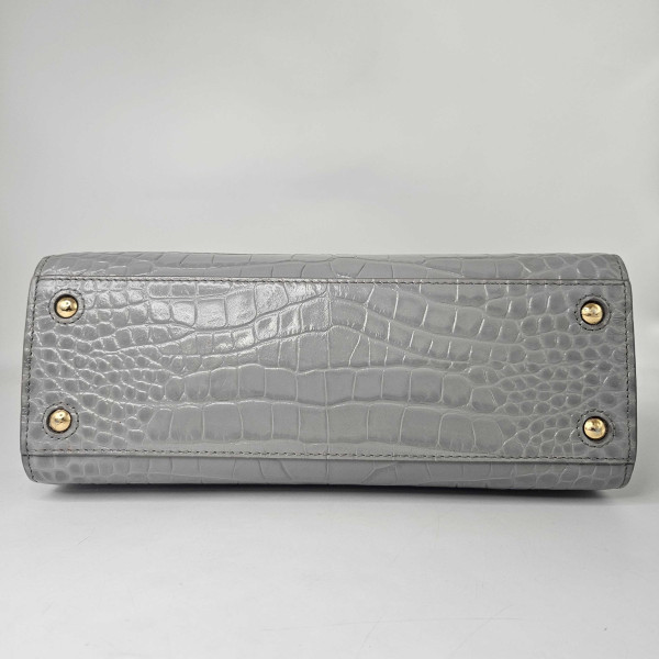 Burberry Mini Frances Bag in Cloud Grey Embossed Leather