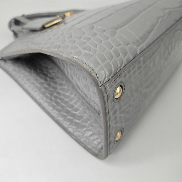 Burberry Mini Frances Bag in Cloud Grey Embossed Leather