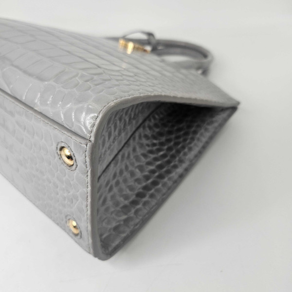 Burberry Mini Frances Bag in Cloud Grey Embossed Leather