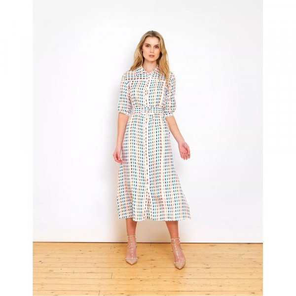 Lisou Rainbow Dash Dress Midi Silk with Belt