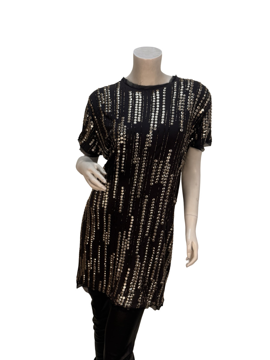 Lanvin Gold Sequin Black Top