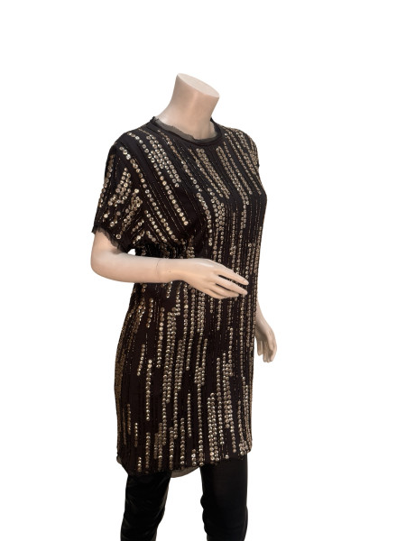 Lanvin Gold Sequin Black Top