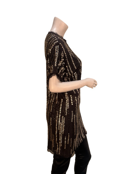 Lanvin Gold Sequin Black Top