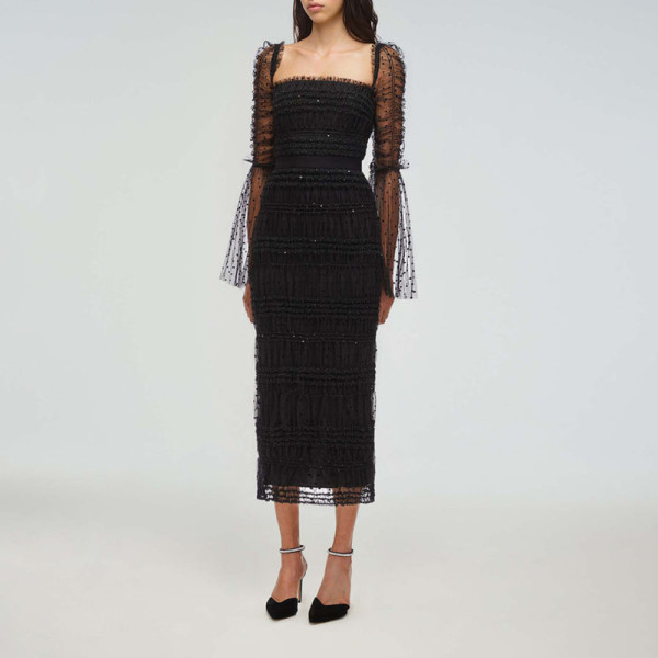 Self-Portrait Dot Mesh Midi Dress