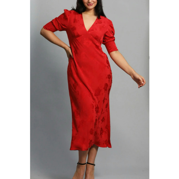 Rixo Zadie Red Poppy-Pattern Dress