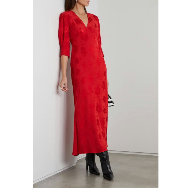 Rixo Zadie Red Poppy-Pattern Dress