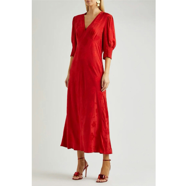 Rixo Zadie Red Poppy-Pattern Dress