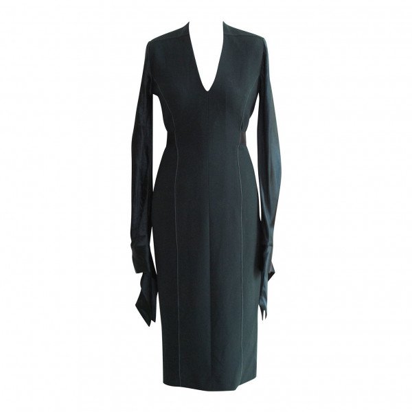 Amanda Wakeley Satin-Sleeve Belted Dress