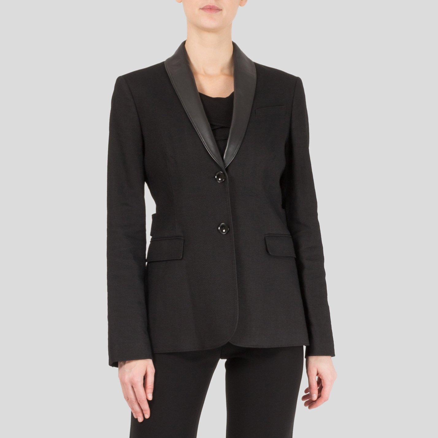 Burberry Leather Trimmed Blazer